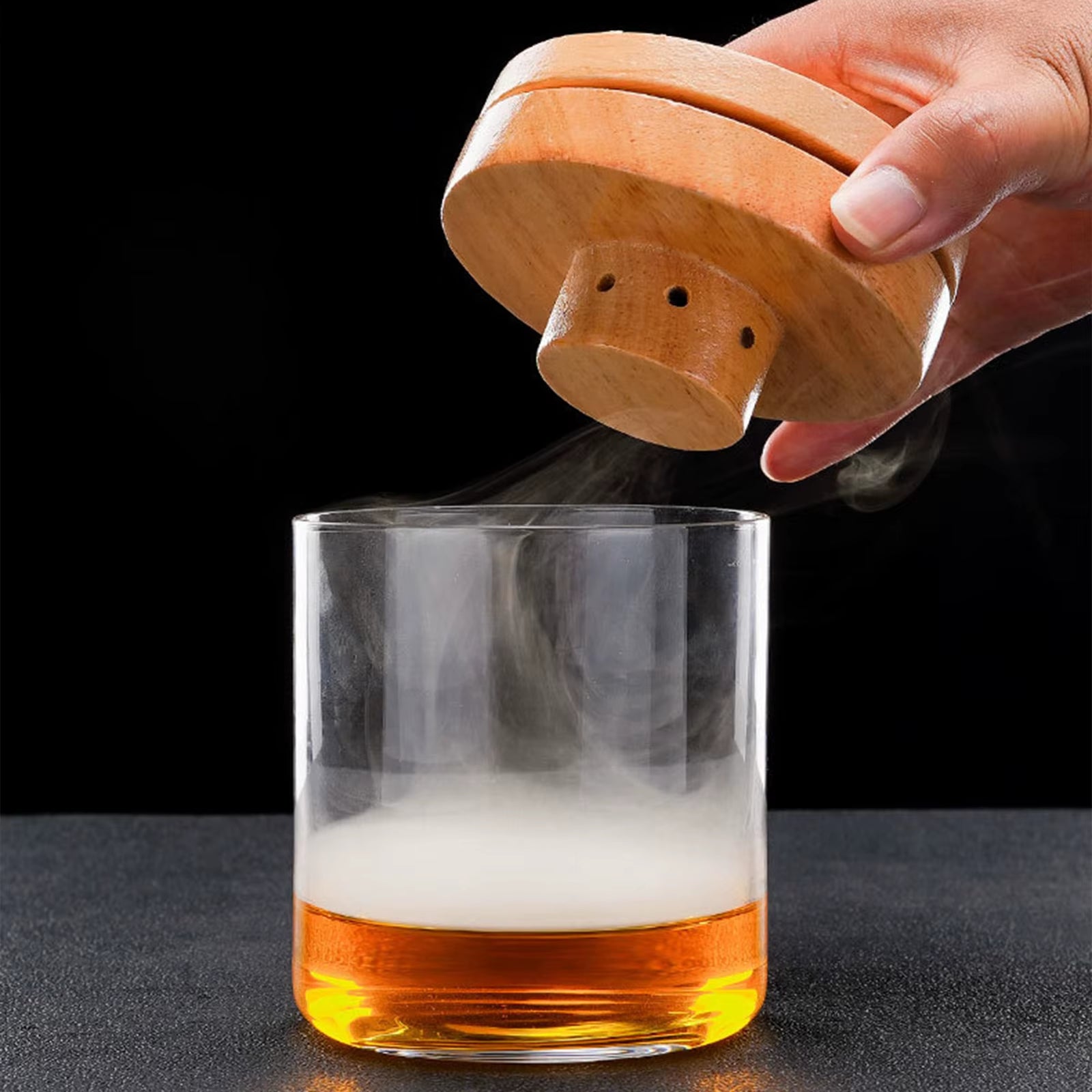 Cocktail Smoker Kit,Smoking Set with 4 Wood Chips,Old Fashioned Whiskey Smoker Drinks Kit,Cocktail Accessories for Whiskey,Drink