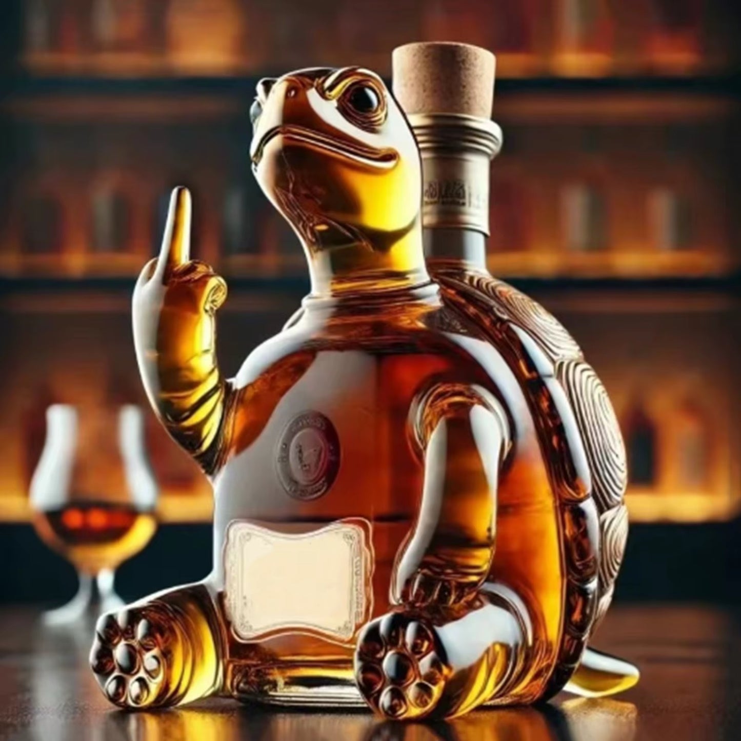 3D Middle Finger Turtle Whiskey Decanter Turtle Whiskey Wine Glass Bottle for Bar Office Home Decor Unique Wine Decanter