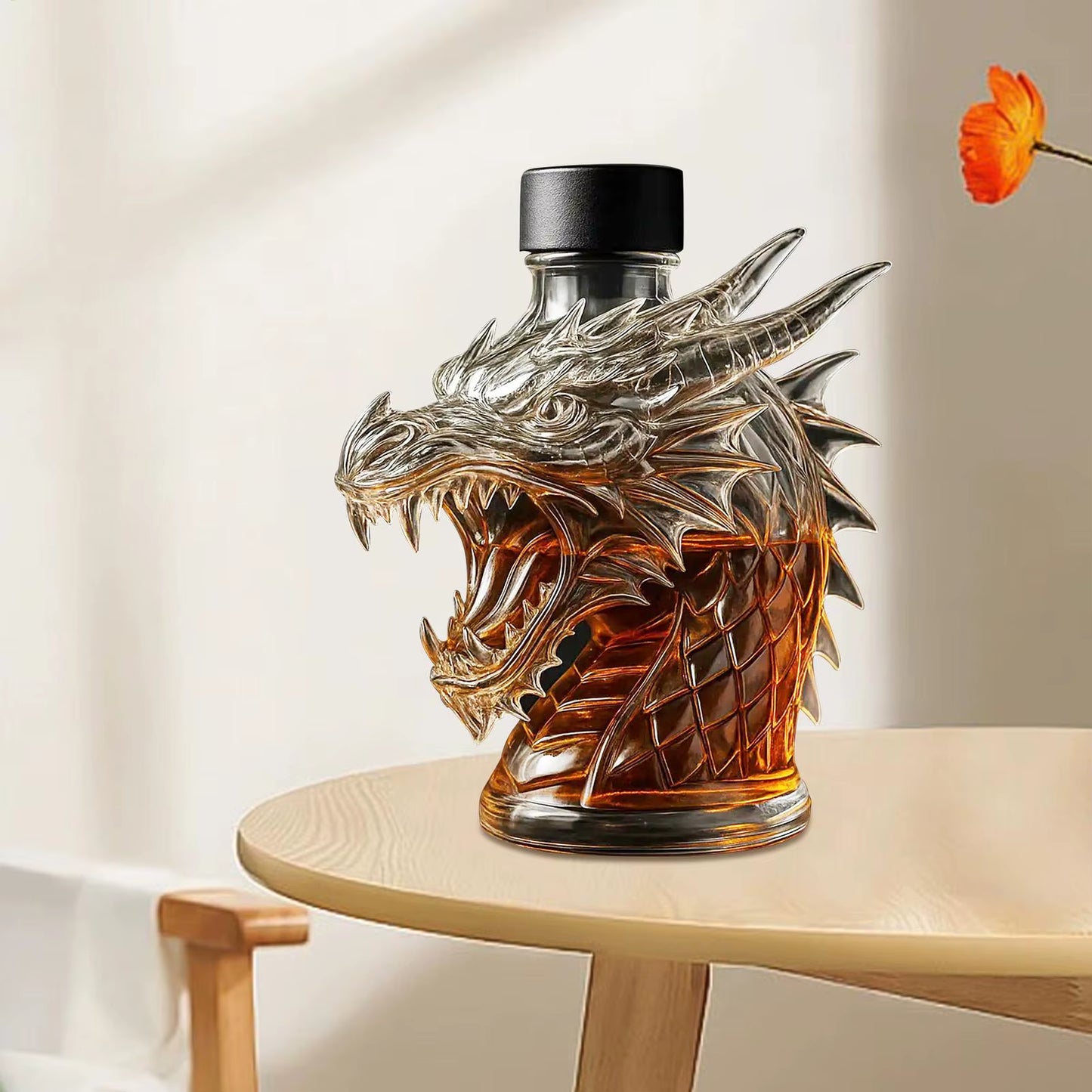 Glass Decanter Whiskey Bottle Transparent Dragon Animal Glass Whiskey Decanter Gift for Whisky Lover Men Dad Husband