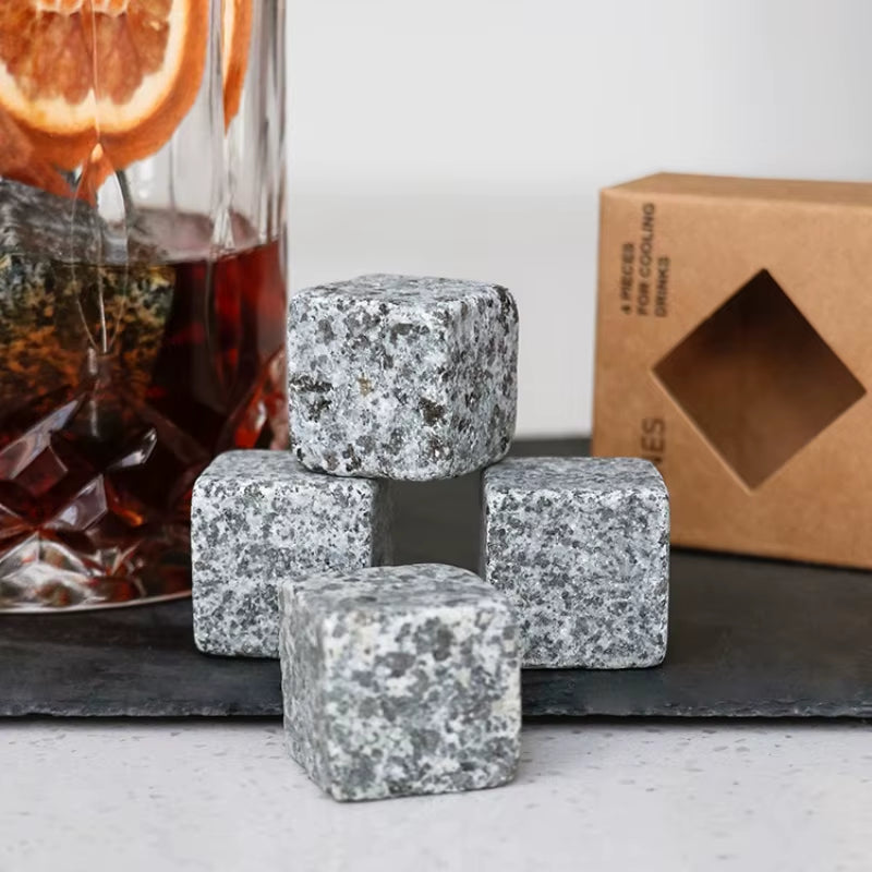 Whiskey Glass & Granite Chilling Stone Kit Promotional Creative Bar Accessories Gift Set Ideas for Whiskey Lovers