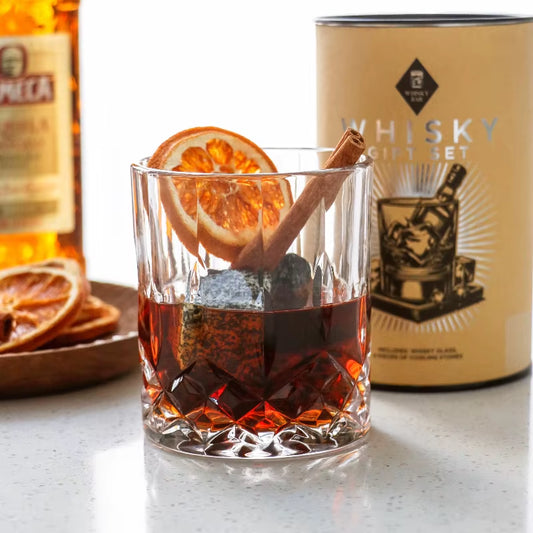 Whiskey Glass & Granite Chilling Stone Kit Promotional Creative Bar Accessories Gift Set Ideas for Whiskey Lovers