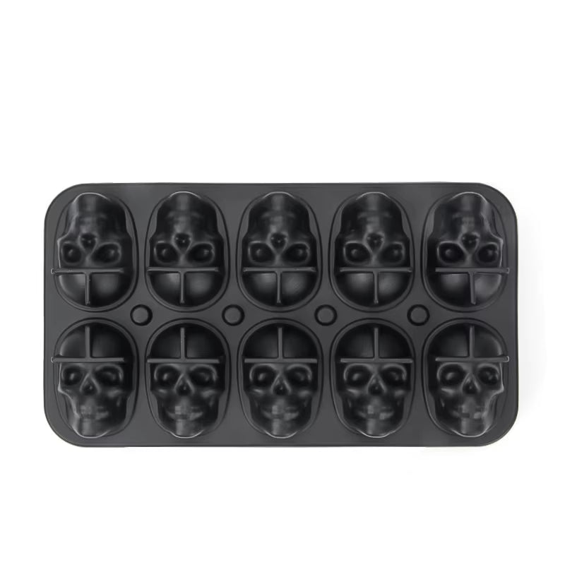 Skull Ice Ball Mold Silicone 3D Flexible Ice Cube Trays BPA Free Ice Trays for Freezer Horror Skull Head Cocktail Ice Ball Maker