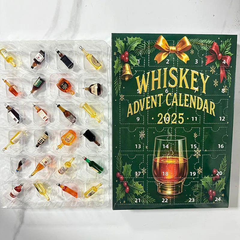 Whiskey Advent Calendar Box 24-Day 3D Beer - Holiday Countdown Gift Set with Assorted Craft Drinks for Christmas Celebration