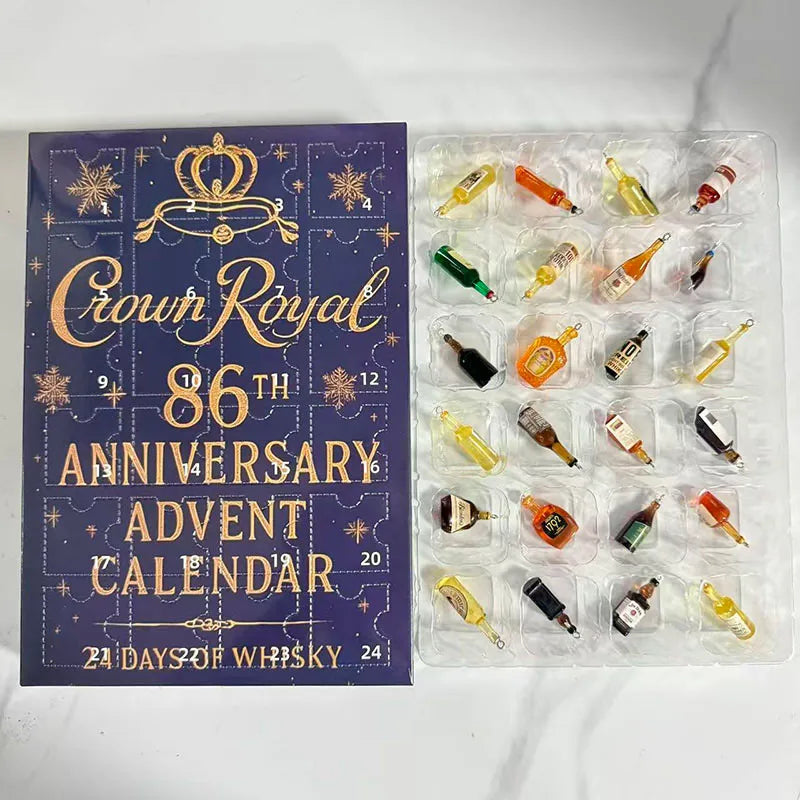 Whiskey Advent Calendar Box 24-Day 3D Beer - Holiday Countdown Gift Set with Assorted Craft Drinks for Christmas Celebration