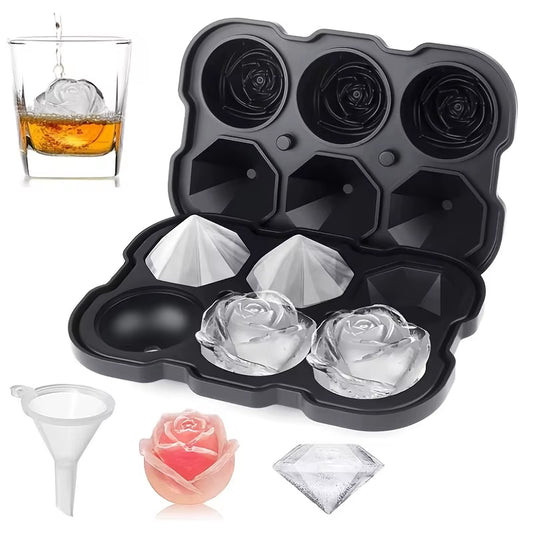 Diamond Rose Gun ETC. Shaped Ice Cube Mold Food Grade Silicone Square Ice Cube Maker Tray High Quality Mold for Bar Making Drink