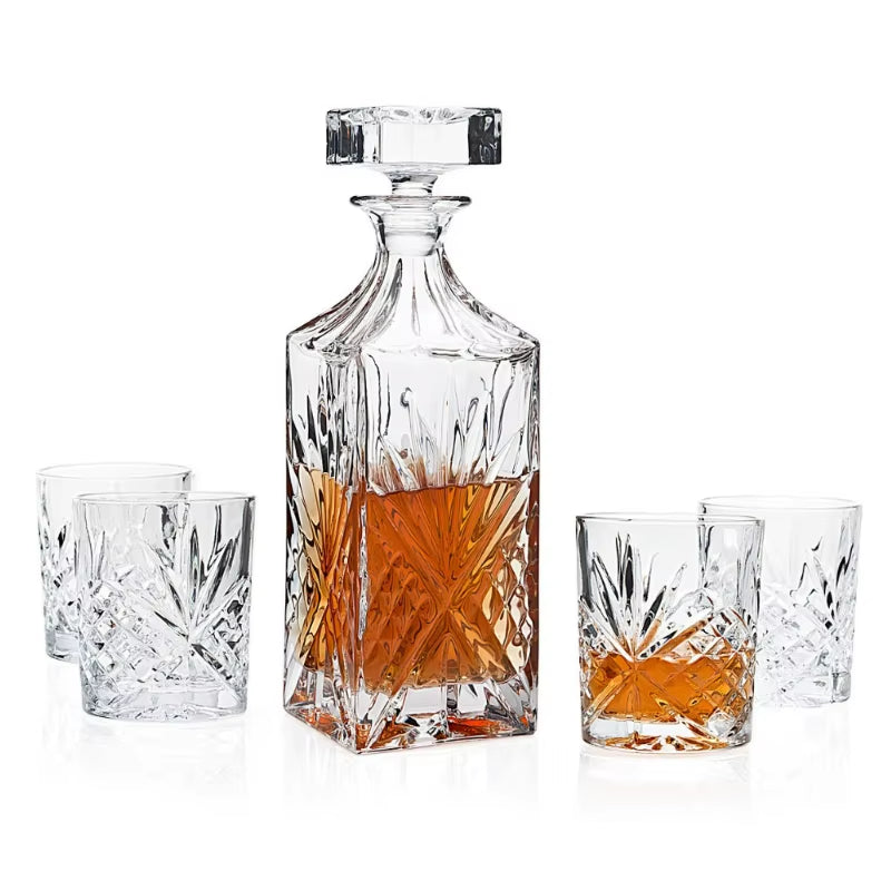 750Ml Creative Crystal Square Bottle Whiskey Vodka Wine Decanter Bottle Whisky Glass Beer Glass Spirits Cup Water Glass Bar Home