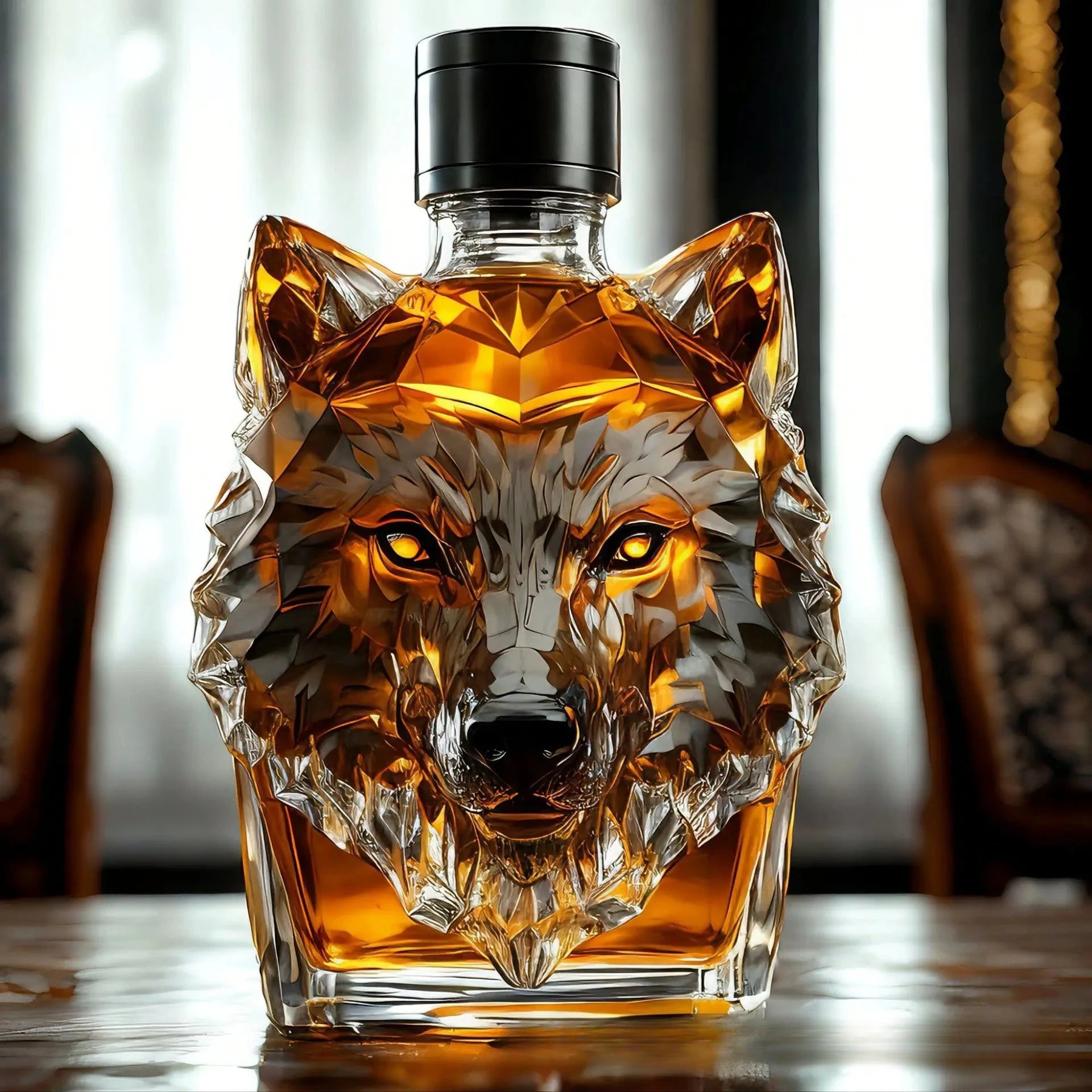 New Wolf Head Whiskey Bottle, High Borosilicate Glass Process Bottle, Animal-Shaped Bottle