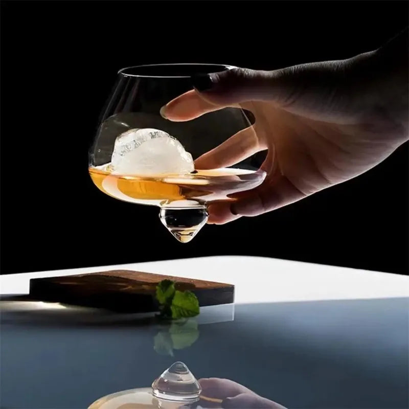 1Pc Irregular Whiskey Wine Glass Rotating High Belly Beer Whiskey Brandy Cocktail Drinking Wine Cup Tumbler down Bar Glass