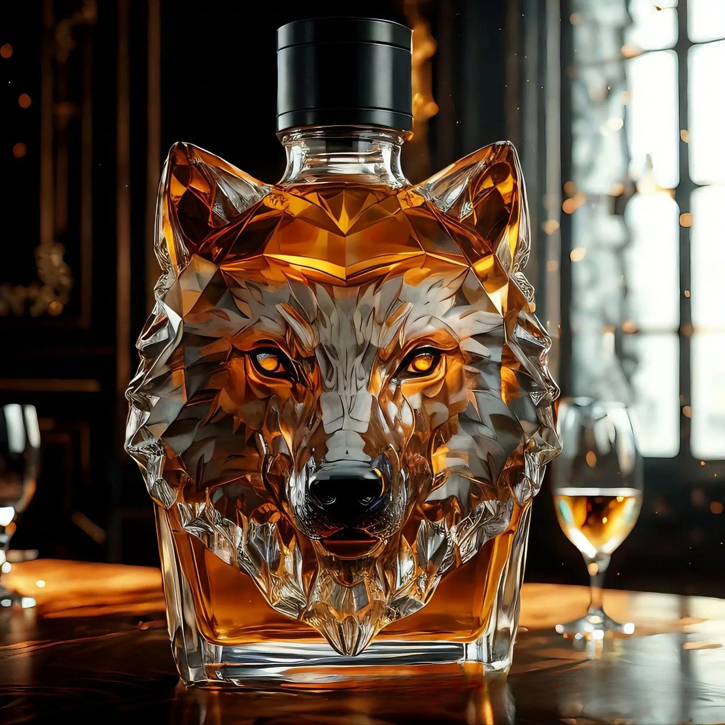 New Wolf Head Whiskey Bottle, High Borosilicate Glass Process Bottle, Animal-Shaped Bottle