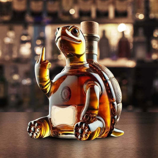 3D Middle Finger Turtle Whiskey Decanter Turtle Whiskey Wine Glass Bottle for Bar Office Home Decor Unique Wine Decanter