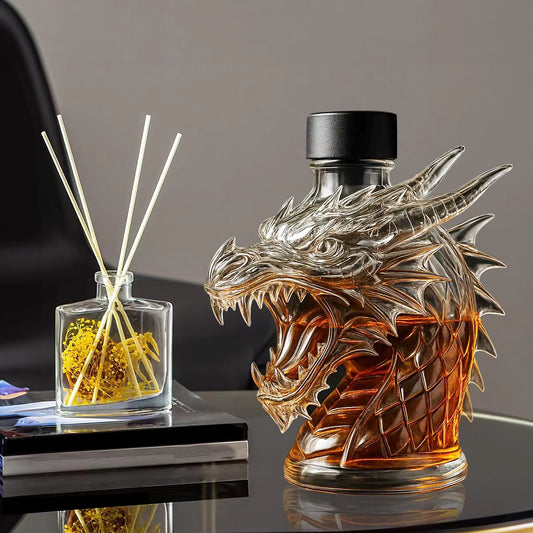 Glass Decanter Whiskey Bottle Transparent Dragon Animal Glass Whiskey Decanter Gift for Whisky Lover Men Dad Husband