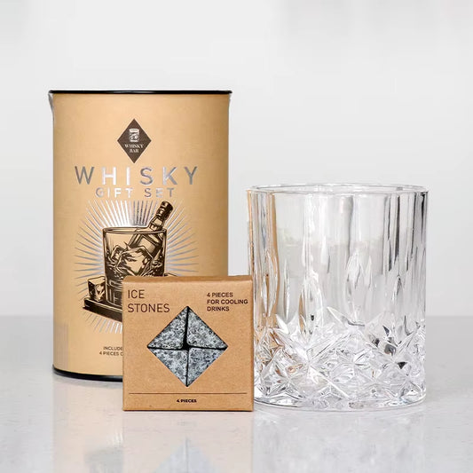 Whiskey Glass & Granite Chilling Stone Kit Promotional Creative Bar Accessories Gift Set Ideas for Whiskey Lovers